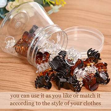 36 PCS Small Hair Claw Clips for Women, 0.6 inch Mini Plastic Hair Jaw Clip Claw for Hair Style Girls Gifts (Black/Clear/Brown)
