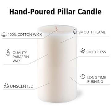 12 Ivory Pillar Candles - Smokeless & Dripless for Events