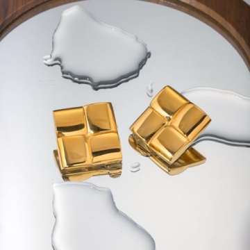 Big Gold Square Earrings Trendy Statement Jewelry for Women