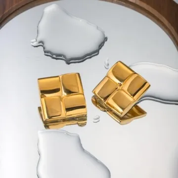 Big Gold Square Earrings Trendy Statement Jewelry for Women