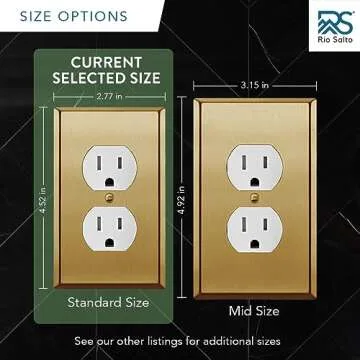 Rio Salto BRASS Metal Gold Outlet Cover or Light Switch Cover Wall Plate Corrosion Resistant Single Duplex Receptacle Wallplate Covers 1 Gang Brushed Brass 4.50" x 2.76" 5-Pack Standard Size