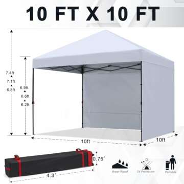COOSHADE 10x10 Pop Up Canopy Tent with Sidewalls