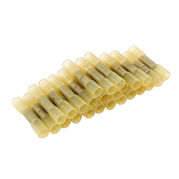 ESUPPORT 50Pack Yellow Heat Shrink Butt Wire Electrical Crimp Terminal Connector 10-12 AWG Gauge