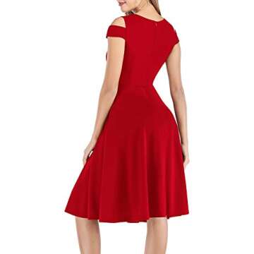 Women's Summer Cocktail Dresses for Party Homecoming Graduation Wedding Guest Prom Cold Shoulder Juniors Dresses Red M