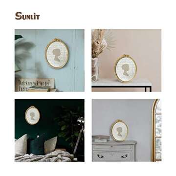 Sunlit Vintage Picture Frame 8x10 Inch, Oval Antique Photo Frames with Glass Front, Luxury Photo Display, Tabletop Wall Hanging, Gift Ideas, Golden Rose