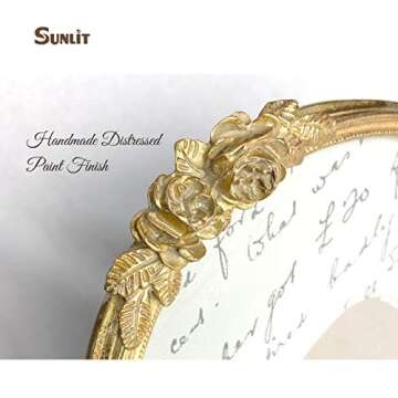 Sunlit Vintage Picture Frame 8x10 Inch, Oval Antique Photo Frames with Glass Front, Luxury Photo Display, Tabletop Wall Hanging, Gift Ideas, Golden Rose