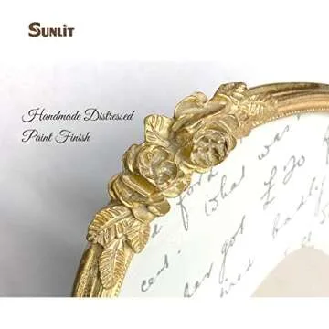 Sunlit Vintage Picture Frame 8x10 Inch, Oval Antique Photo Frames with Glass Front, Luxury Photo Display, Tabletop Wall Hanging, Gift Ideas, Golden Rose