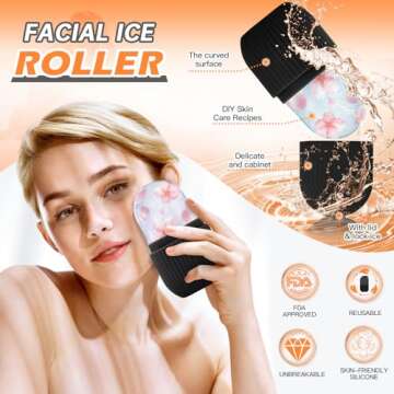 IMEASY Ice Roller for Face and Eye, Upgrated Ice Face Roller,Facial Beauty Ice Roller Skin Care Tools, Ice Facial Cube, Gua Sha Face Massage, Silicone Ice Mold for Face Beauty (Black)