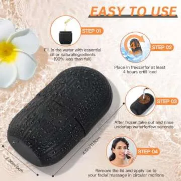 IMEASY Ice Roller for Face and Eye, Upgrated Ice Face Roller,Facial Beauty Ice Roller Skin Care Tools, Ice Facial Cube, Gua Sha Face Massage, Silicone Ice Mold for Face Beauty (Black)