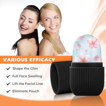IMEASY Ice Roller for Face and Eye, Upgrated Ice Face Roller,Facial Beauty Ice Roller Skin Care Tools, Ice Facial Cube, Gua Sha Face Massage, Silicone Ice Mold for Face Beauty (Black)