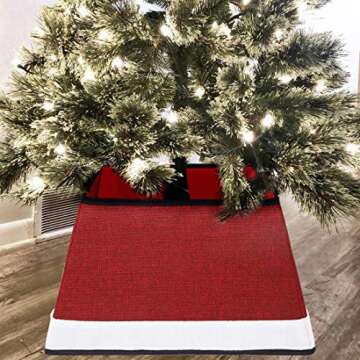 Blissun Fabric Christmas Tree Collar - Stylish Red & White Design