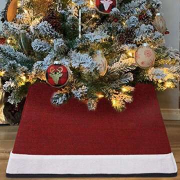 Blissun Fabric Christmas Tree Collar - Stylish Red & White Design