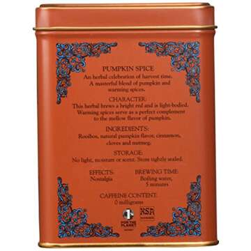 Harney & Sons Pumpkin Spice Rooibos Tea 20 ct Sachet Tin