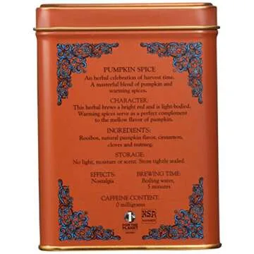 Harney & Sons Pumpkin Spice Rooibos Tea 20 ct Sachet Tin