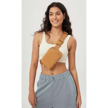 ODODOS Unisex Mini Belt Bag with Adjustable Strap Small Fanny Pack for Workout Running Traveling Hiking, Bronze