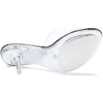 NBUUNBU Silver Clear Heels For Women Dress Shoes Transparent Strap Sexy Stilletos Heels Open Toe High Silver Heeled Sandals Pump Mules