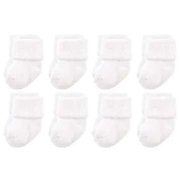 Luvable Friends Baby Boys Newborn Terry Socks Bundle - 8 Pairs, Soft & Cute