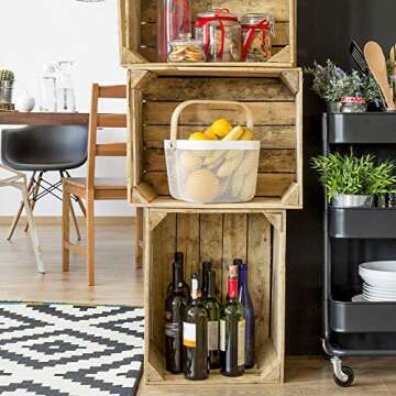 EZOWare Stylish Metal Mesh Storage Baskets Set of 3