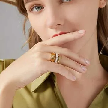 YIKOXI Gold Rings Set - Dainty 18K Gold Fashion Bands