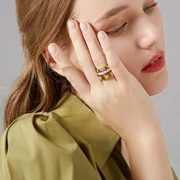 YIKOXI Gold Rings Set - Dainty 18K Gold Fashion Bands