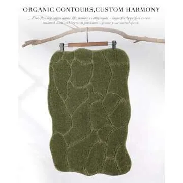 Olive Green Anti-Slip Bathroom Rugs, Soft and Machine Washable