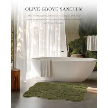 Olive Green Anti-Slip Bathroom Rugs, Soft and Machine Washable