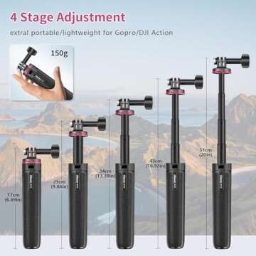 20in Extendtable Selfie Stick Tripod for v - ULANZI MT-32 Action Camera Mini Tripod w Hand Strap 5 Stage Lightweight Portable Vlog Accessories for Action Cameras