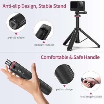 20in Extendtable Selfie Stick Tripod for v - ULANZI MT-32 Action Camera Mini Tripod w Hand Strap 5 Stage Lightweight Portable Vlog Accessories for Action Cameras