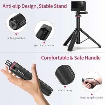 20in Extendtable Selfie Stick Tripod for v - ULANZI MT-32 Action Camera Mini Tripod w Hand Strap 5 Stage Lightweight Portable Vlog Accessories for Action Cameras