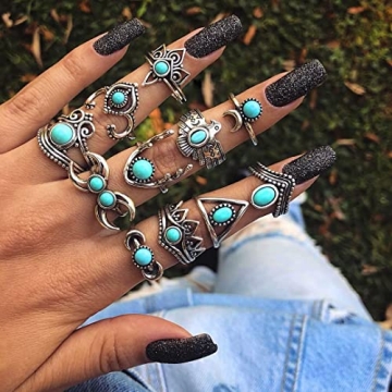 BVGA 40 Pcs Vintage Turquoise Rings for Women