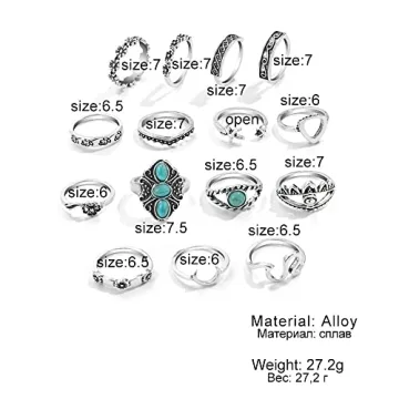 BVGA 40 Pcs Vintage Turquoise Rings for Women