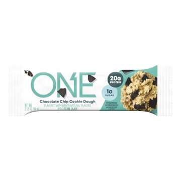 ONE Protein Bars, Chocolate Chip Cookie Dough, Gluten Free with 20g Protein and 1g Sugar, Pantry Staples, 2.12 oz (12 Count)
