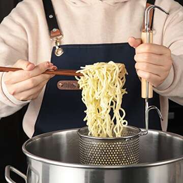 MyLifeUNIT Spaghetti Strainer Spoon, Stainless Steel Food Strainer Noodle Strainer with Handle 4.4 X 4.6 X 14.7 inches