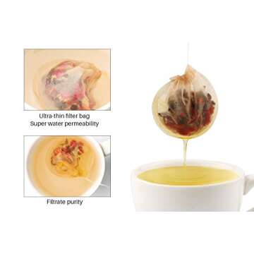 Tea Filter Bags, 300pcs Disposable Empty Tea Bags Tea Infuser Drawstring Teabags Safe Natural Material Tea Bags for Loose Leaf Herbs Teas (Round Shape)