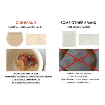 Tea Filter Bags, 300pcs Disposable Empty Tea Bags Tea Infuser Drawstring Teabags Safe Natural Material Tea Bags for Loose Leaf Herbs Teas (Round Shape)