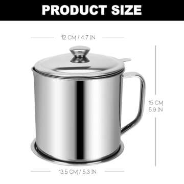 Bacon Grease Container,Kitchen Oil Container Can with Strainer and Anti-slip coaster tray for Store Meat Frying Oil and Cooking Grease Storage