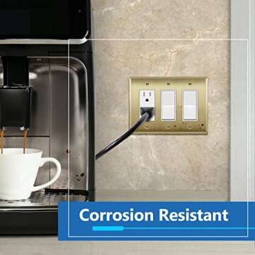 LIDER Metal Wall Plate - 3-Gang Brushed Brass Cover