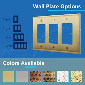 LIDER Metal Wall Plate - 3-Gang Brushed Brass Cover
