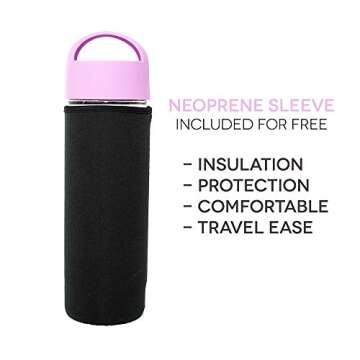 Lifestyle Products, Glass Water Bottle, Natural Amethyst and Quartz Crystals, Includes Protective Neoprene Sleeve - Wellness