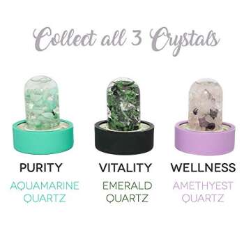 Lifestyle Products, Glass Water Bottle, Natural Amethyst and Quartz Crystals, Includes Protective Neoprene Sleeve - Wellness