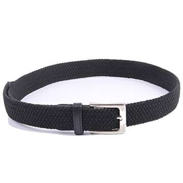 Gelante Canvas Elastic Fabric Woven Stretch Multicolored Braided Belts 2041-Black-L