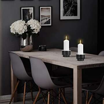 WORHE Natural Marble Candle Holders - Unique Gift Set