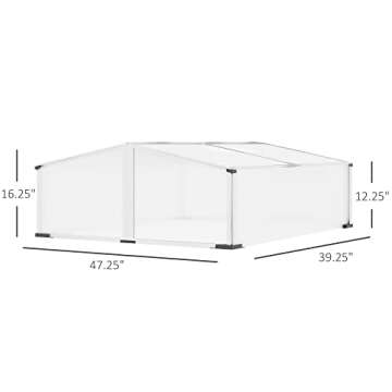 Outsunny Cold Frame, Portable Indoor Outdoor Patio Mini Greenhouse Plant Cover for Gardening, Germination, Seedling Propagation, 47" x 39" x 16", Silver
