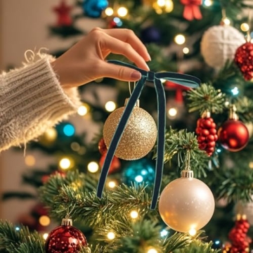 Spiritlele Christmas Bows - Velvet Ribbon Ornaments, 30 Pcs