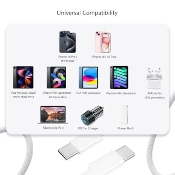6FT 20W Fast Charger Adapter for AirPods 4 Gen 4 Generation,AirPods Pro 2 2nd, AirPods Max 2 (2024), iPhone 16 15,iPad Air Pro 13/12.9,10th, 5/4 USB Type C Woven Cable Charging Heads,Samsung and More