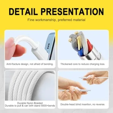 6FT 20W Fast Charger Adapter for AirPods 4 Gen 4 Generation,AirPods Pro 2 2nd, AirPods Max 2 (2024), iPhone 16 15,iPad Air Pro 13/12.9,10th, 5/4 USB Type C Woven Cable Charging Heads,Samsung and More