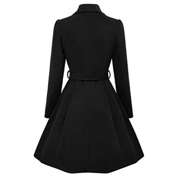 Elegant Women's Plus Size Double Breasted Pea Coat with Belt