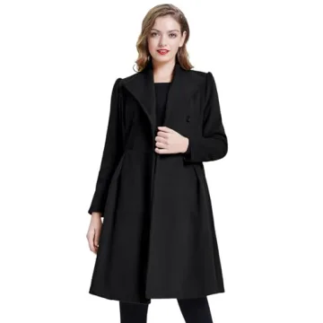 Elegant Women's Plus Size Double Breasted Pea Coat with Belt