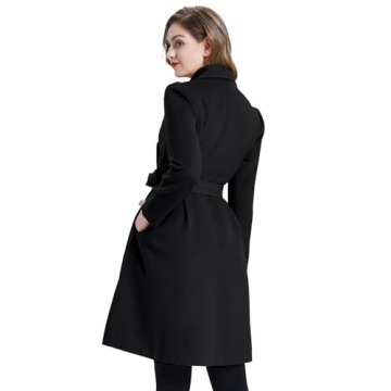 Elegant Women's Plus Size Double Breasted Pea Coat with Belt