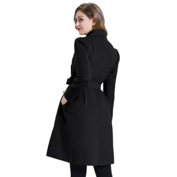 Elegant Women's Plus Size Double Breasted Pea Coat with Belt